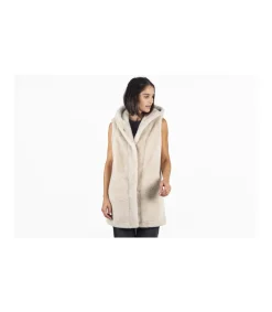 Chaleco Largo Reversible Con Capucha