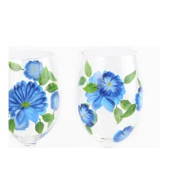 Set De 2 Copas Pintado A Mano Flores Love&home