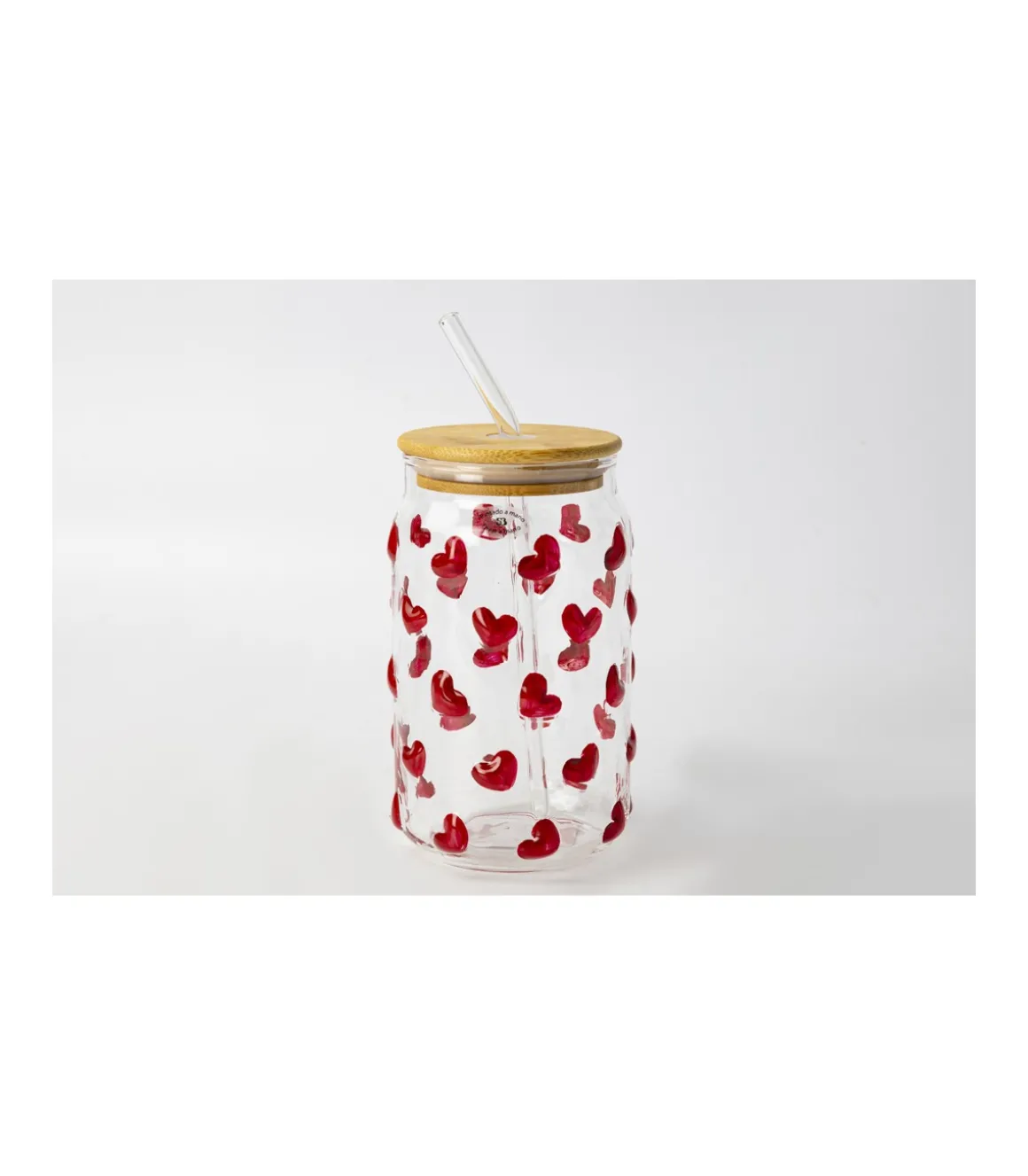 Vaso Con Tapa Bambú Corazones Love&home