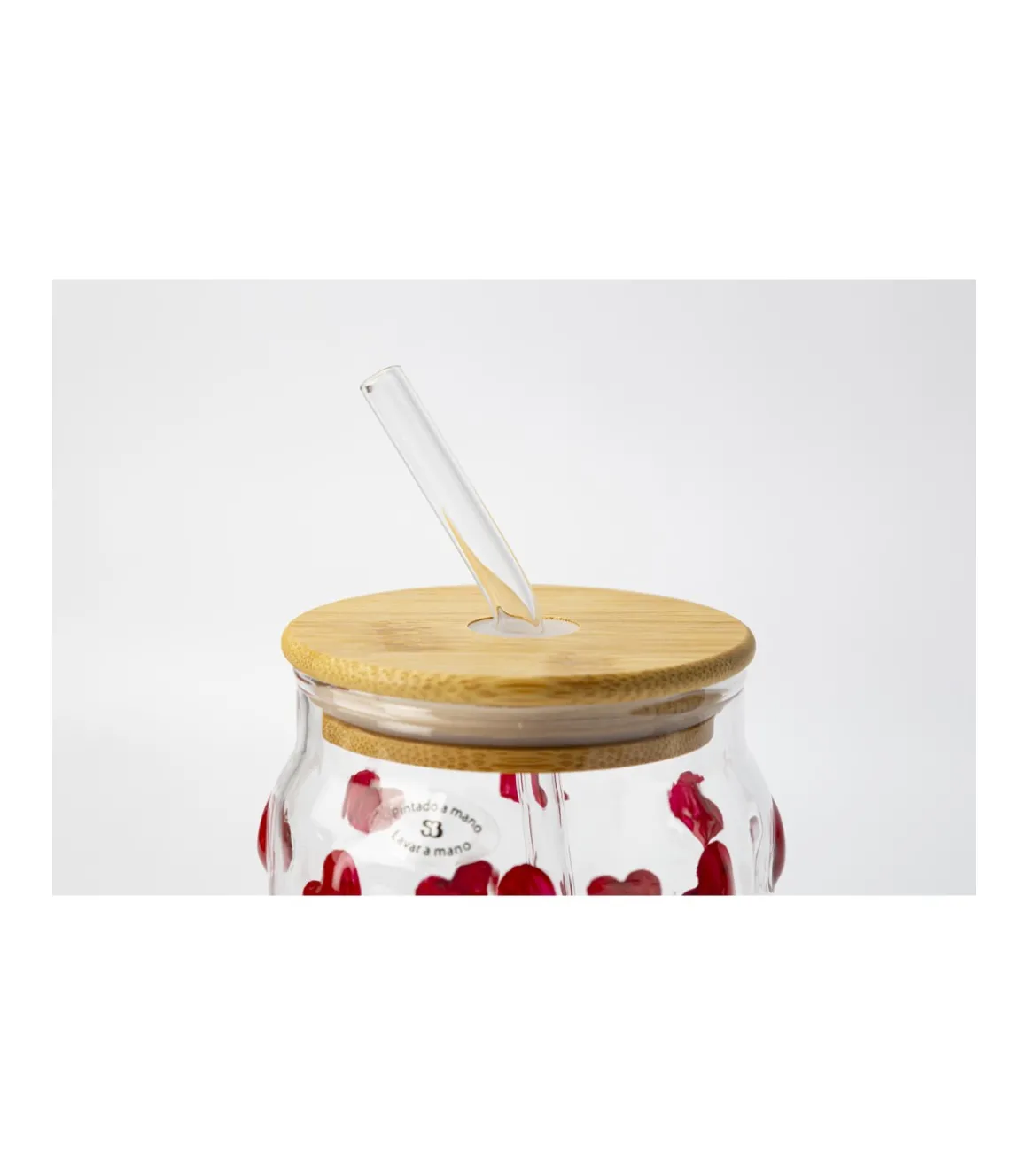 Vaso Con Tapa Bambú Corazones Love&home